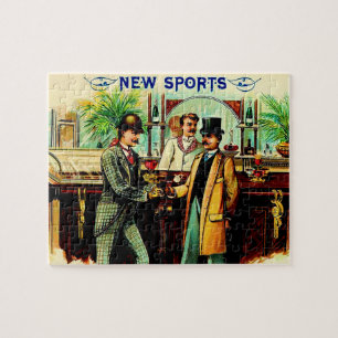 Circa 1900 Ny cigarrlådeetikett för sport Pussel