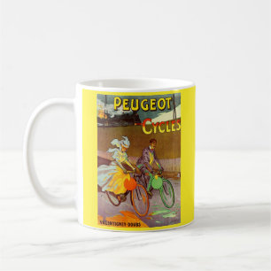 Circa 1900 Peugeot-cyklar och Kaffemugg