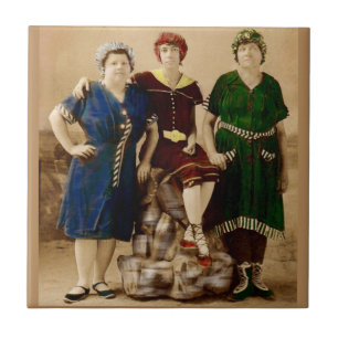 Circa 1910 Atlantic City Badbeauties RPPC Kakelplatta