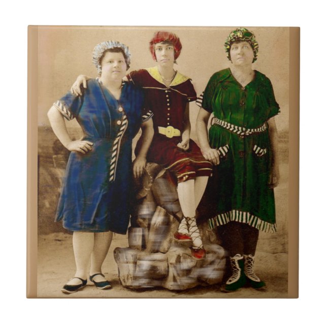 Circa 1910 Atlantic City Badbeauties RPPC Kakelplatta (Framsidan)