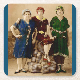 Circa 1910 Atlantic City Badbeauties RPPC Underlägg Papper Kvadrat