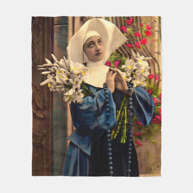 Circa 1910 blue nun fleecefilt (Framsidan)