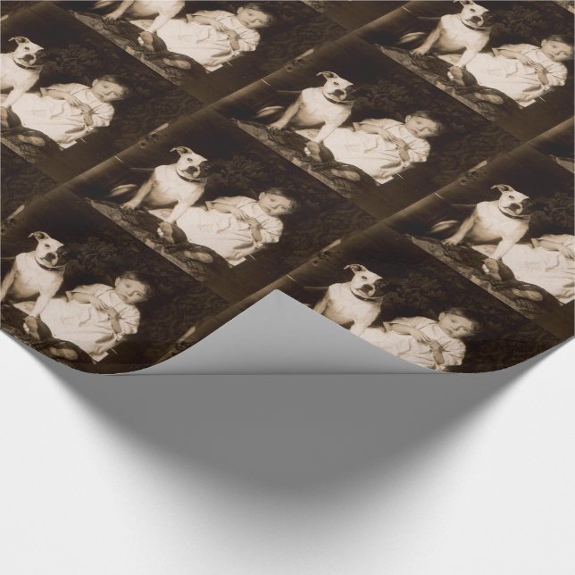 Circa 1910 pitbull och baby presentpapper (Hörn)