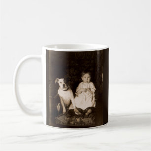 Circa 1910 pitbull och baby RPPC Kaffemugg