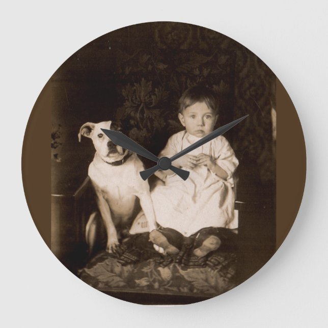 Circa 1910 pitbull och baby RPPC Stor Klocka (Framsida)