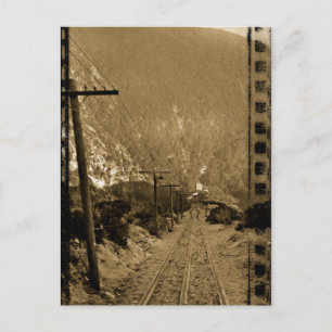 Circa 1910 Sepia Railroad Tracks Väster Photo Tåg Vykort