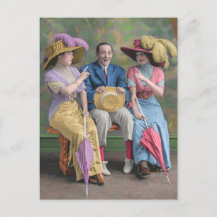 Circa 1910 vaudeville-artister skriver ut vykort