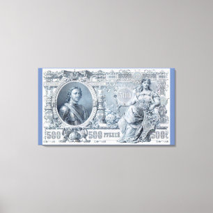 circa 1912 Tsarist Ryssland 500 ruble räkning Canvastryck