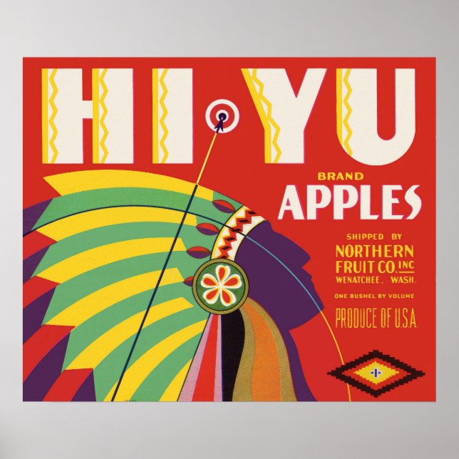 Circa 1930 Hi Yu Apples låda-etikettutskrift Poster (Framsidan)