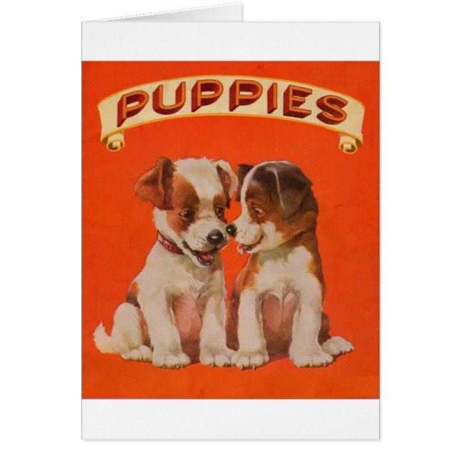 Circa 1934 PUPPIES Hälsningskort (Framsidan)