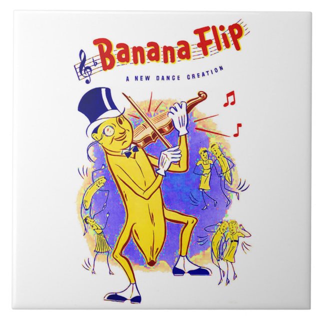 Circa 1950 Banana Flip lakan musiktäckning Kakelplatta (Framsidan)