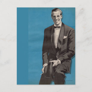 Circa 1950 stilig man med tuxedo vykort