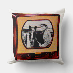 Circa 1951 portabel tv-apparat cowboyshow kudde