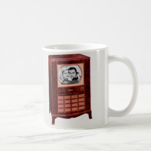 Circa 1951 TV-sändare, man och kvinna Kaffemugg