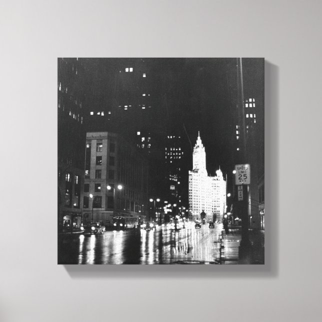 Circa 1954: A view down Michigan Avenue Canvastryck (Framsida)