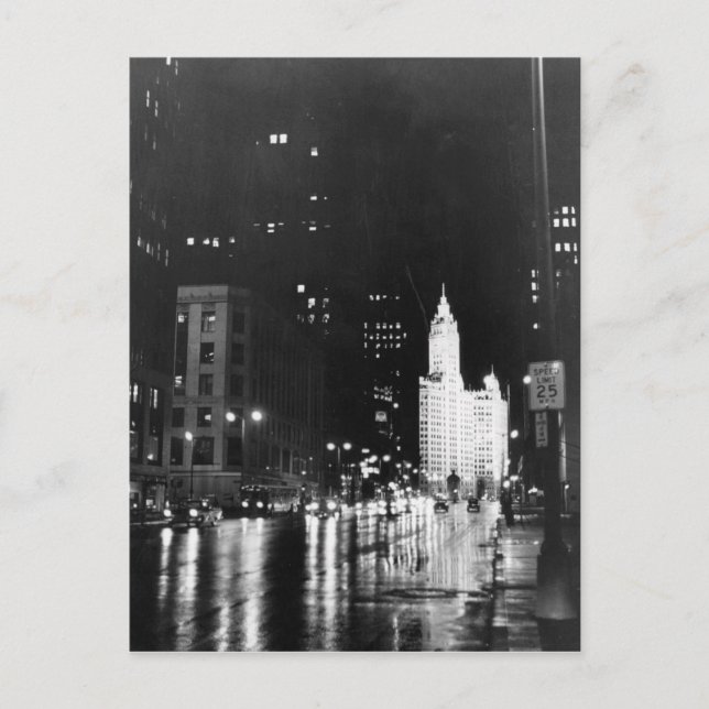 Circa 1954: A view down Michigan Avenue Vykort (Framsida)