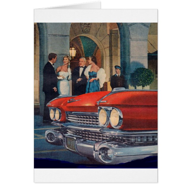 Circa 1960 röd Cadillac grille Hälsningskort (Framsidan)