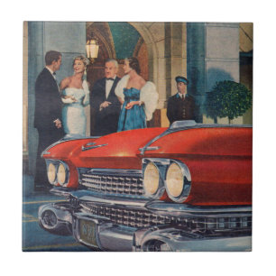 Circa 1960 röd Cadillac grille Kakelplatta