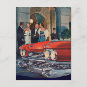 Circa 1960 röd Cadillac grille Vykort