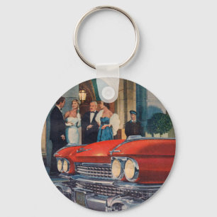 circa 1960 röda Cadillac skyddsgaller Nyckelring