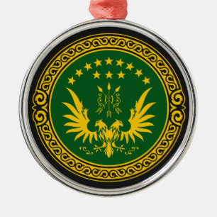 Circassian,adygea,adiga flagga,norra caucasus. T-S Julgransprydnad Metall