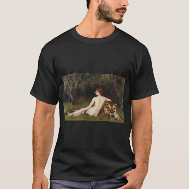 Circe (Goddess & Dangerous Cats) (by John Collier) T Shirt (Framsida)