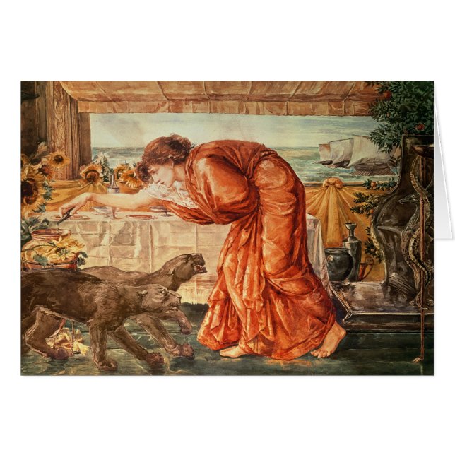 Circe hällande gift in i en vas hälsningskort (Framsidan Horizontal)