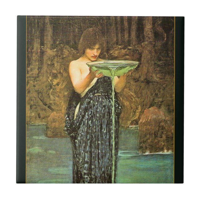 Circe Invidiosa Pre-Raphaelite Ceramic Tile Kakelplatta (Framsidan)