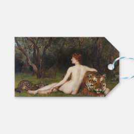 Circe (kvinna med vilda katter) (av John Collier) Presentetikett