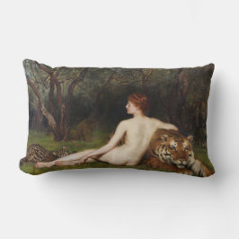Circe (kvinna, tiger och ozelot) (av John Collier) Lumbarkudde