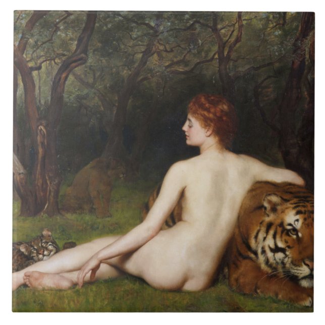 Circe (Magical Goddess and Cats) (by John Collier) Kakelplatta (Framsidan)