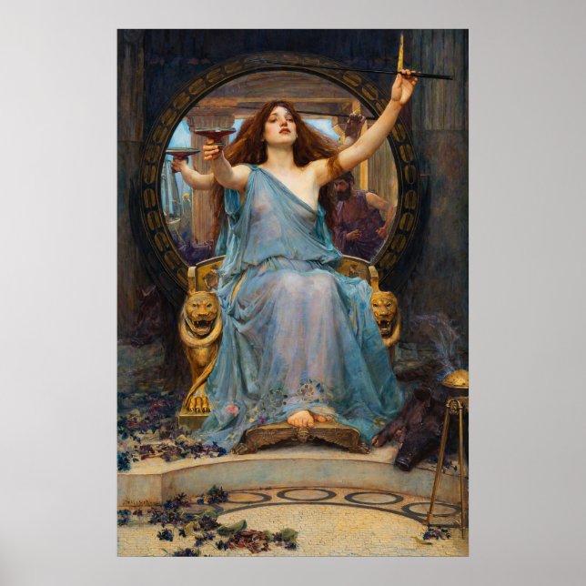 Circe Offering the Cup to Ulysses av Waterhouse Poster (Framsidan)