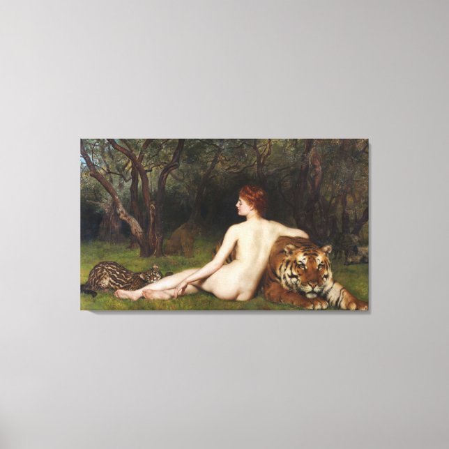 Circe (Woman and Dangerous Cats) (by John Collier) Canvastryck (Framsida)