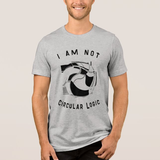 "Circlar Logic" Black Light Grått Swirling Motif T Shirt (Framsida)