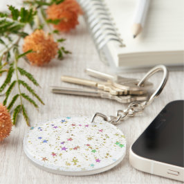 Circle Acrylic Star Patterned Keychain