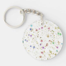 Circle Acrylic Star Patterned Keychain