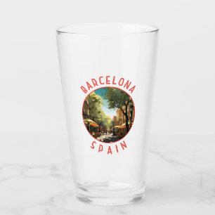 Circle Barcelona Spain La Rambla Retro Distress Ci Glaskopp