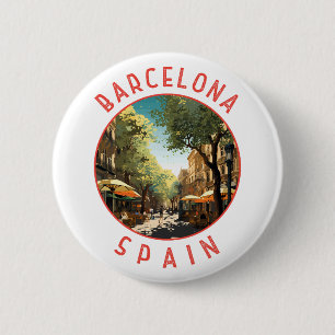 Circle Barcelona Spain La Rambla Retro Distress Ci Knapp