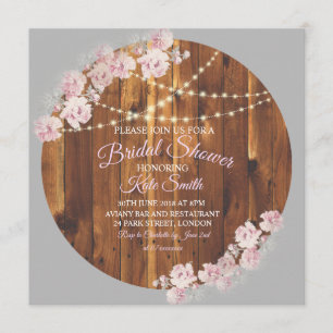 Circle Blommigt Light String Wood Möhippa Card Inbjudningar