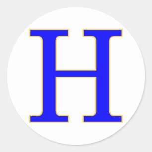 Circle Blue Brev H Sticker Runt Klistermärke