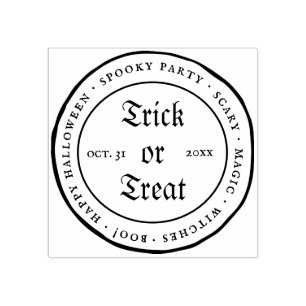 Circle Bus eller godis Halloween Vintage Stämpel