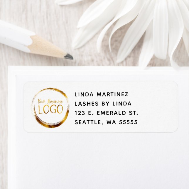 Circle Business Logotyp på White Promo Returadress Etikett (Insitu)