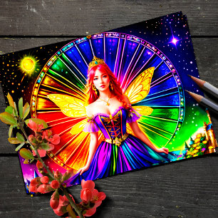 Circle Colorful Fairy Time Magic Diadem Art Vykort