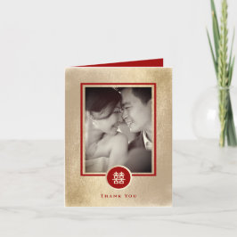Circle Dubbla Happity Guld China Bröllop Photo Tack Kort