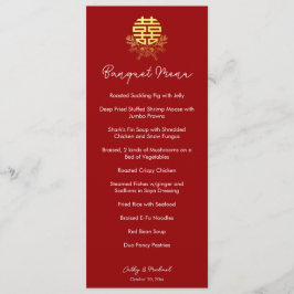 Circle dubbla lycka blomma chinese bröllop meny