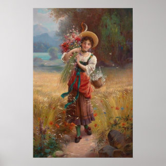 Circle Flower Girl by Hans Zatzka - poster
