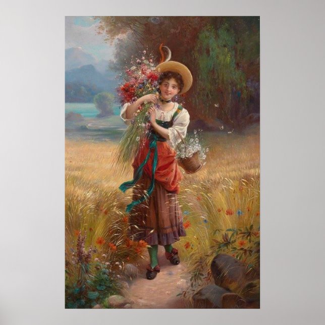 Circle Flower Girl by Hans Zatzka - poster (Framsidan)
