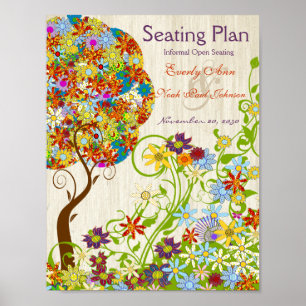 Circle Flower Träd Wood Grain-bakgrund Poster