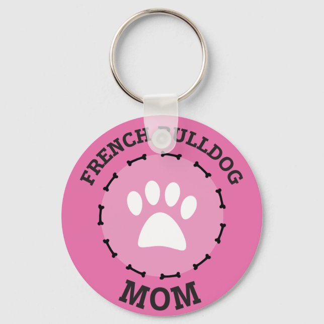 Circle Fransk Bulldog Mamma Badge Nyckelring (Framsida)