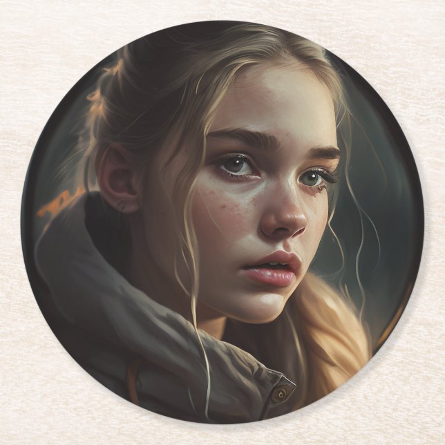 Circle girl underlägg papper rund (Framsidan)